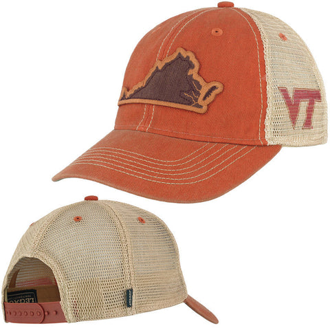 Virginia Tech State Trucker Hat: Orange by Legacy