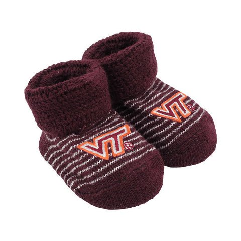 Virginia Tech Striped Baby Booties: Maroon