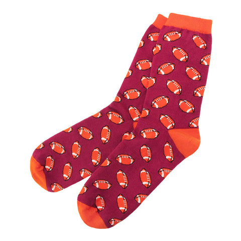 Maroon and Orange Football Socks