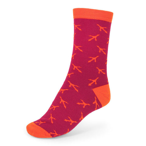 Maroon and Orange Turkey Track Socks