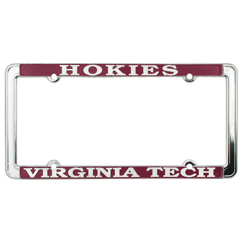 Virginia Tech Hokies Thin Rim License Plate Frame: Chrome