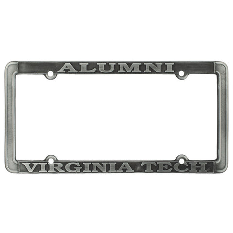 Virginia Tech Alumni Thin Rim License Plate Frame: Antique Pewter