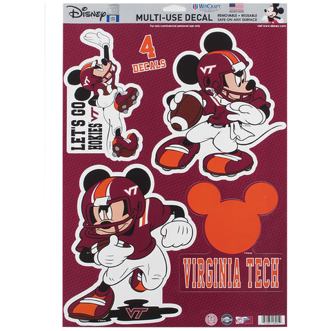 Virginia Tech Mickey Mouse Decal: Pack of 4