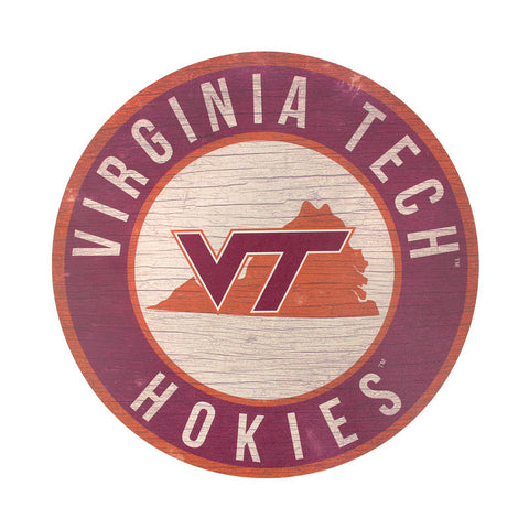 Virginia Tech Hokies Circle Wooden Sign