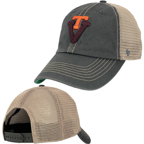 Virginia Tech Retro Logo Trucker Hat: Charcoal by 47 Brand