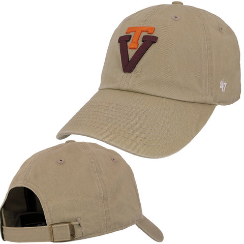 Virginia Tech Retro Logo Hat: Khaki by 47 Brand