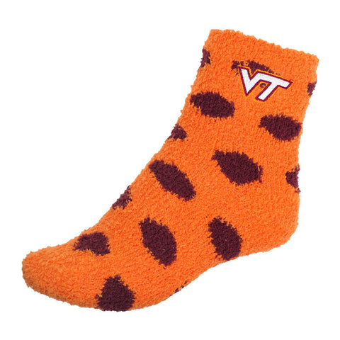 Virginia Tech Fuzzy Polka Dot Socks: Orange