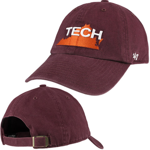 Virginia Tech Retro State Outline Hat: Maroon by 47 Brand