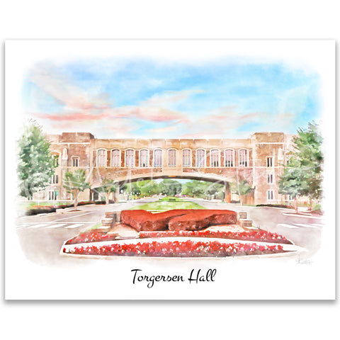 Tech Landmarks Watercolor Print: Torgersen Hall