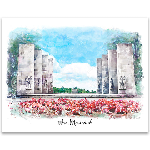 Tech Landmarks Watercolor Print: War Memorial