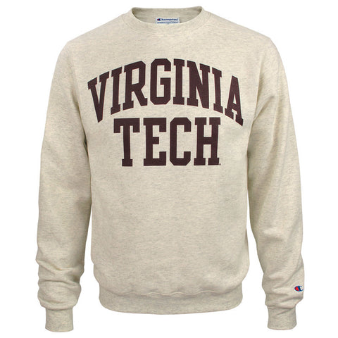 Virginia Tech Authentic Crew Sweatshirt: Oatmeal Heather by Champion