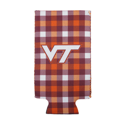 Virginia Tech Plaid Slim Folding Can Cooler