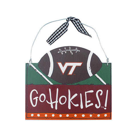 Virginia Tech Wood Football Ornament