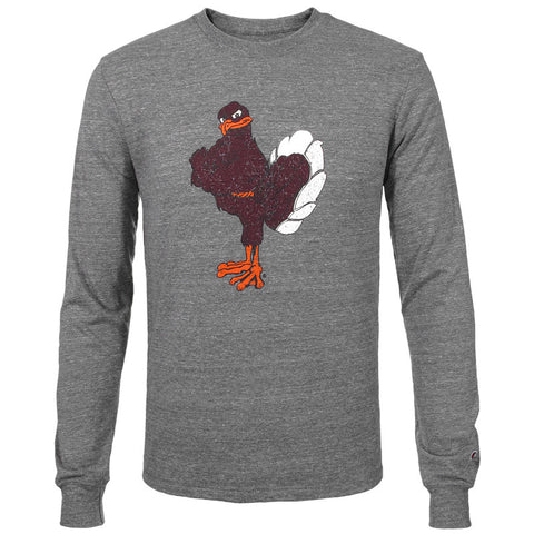 Virginia Tech Triumph Hokie Bird Long-Sleeved T-Shirt: Gray by Champion