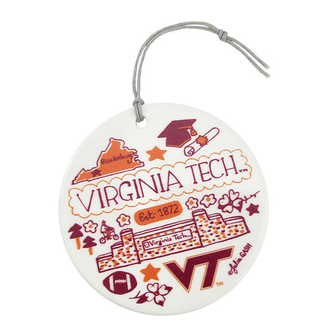 Virginia Tech Ceramic Round Ornament by Julia Gash
