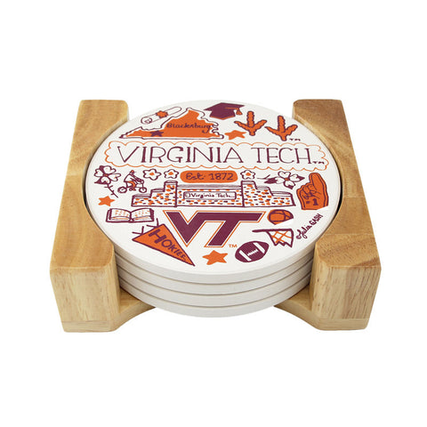 Virginia Tech Round Stone Coaster Set by Julia Gash: Set of 4