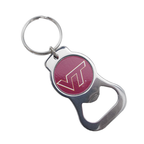 Virginia Tech Logo Bottle Opener Keychain: Silver