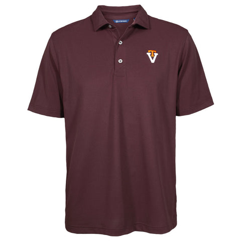 Virginia Tech Men's Vault Logo Virtue Pique Polo by Cutter and Buck