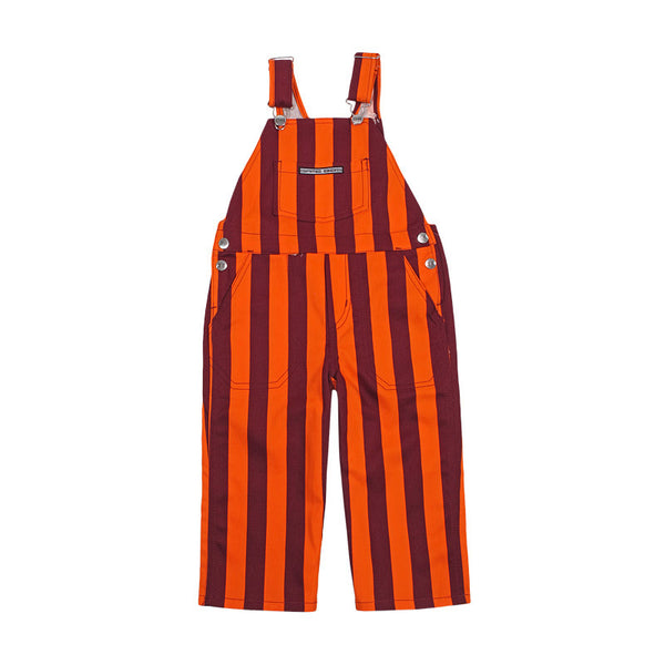 Maroon & Orange Adult Striped Game Bib Overalls