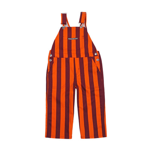 Maroon and Orange Toddler Striped Overalls by Game Bibs