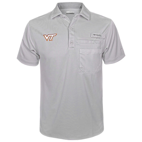Virginia Tech Men's Omni-Wick Flycaster Polo: Cool Gray by Columbia