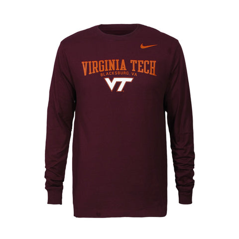 Virginia Tech Cotton Classic Crew Blacksburg Long-Sleeved T-Shirt: Maroon by Nike