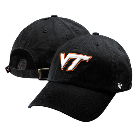 Virginia Tech Clean Up Hat: Black by 47 Brand