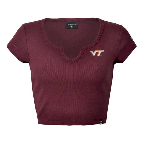 Virginia Tech Women's Cali Crop T-shirt: Maroon