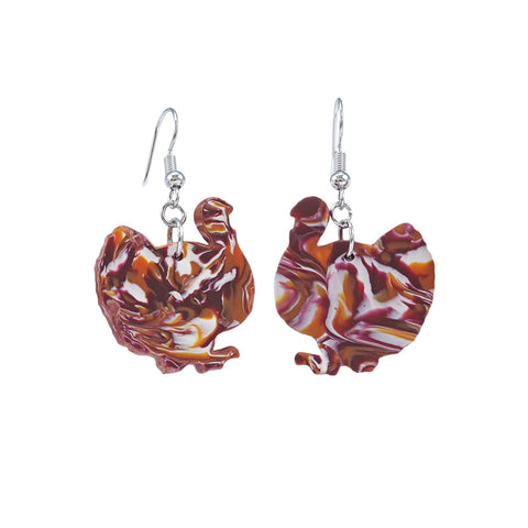 Maroon and Orange Turkey Trot Earrings