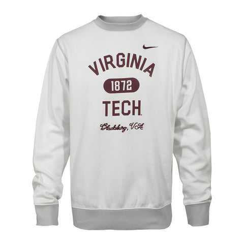 Virginia Tech College Club Fleece Crew: White by Nike  Media 1 of 6