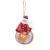 Virginia Tech Tin Snowman Ornament