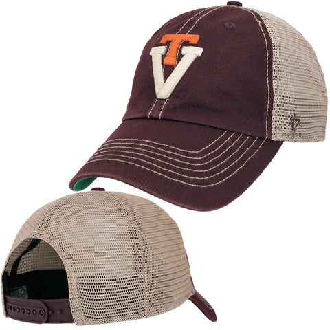 Virginia Tech Retro Logo Trucker Hat: Maroon by 47 Brand
