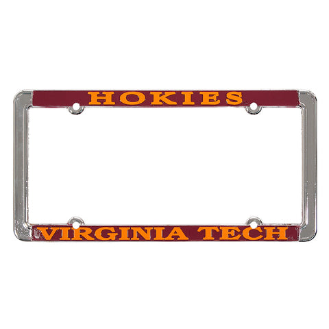 Virginia Tech Modern Hokies Thin Rim License Plate Frame: Chrome
