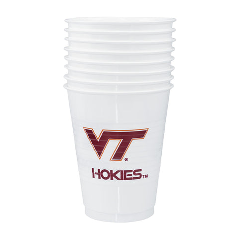 Virginia Tech 8 Pack Plastic Party Cups: White