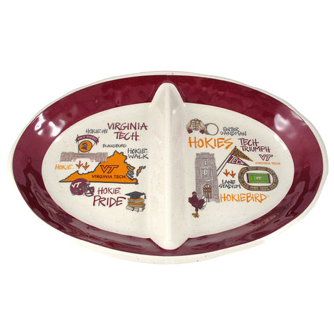 Virginia Tech Melamine Two Section Platter