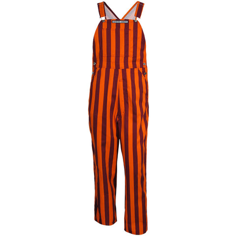 Maroon and Orange Adult Striped Overalls by Game Bibs