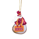 Virginia Tech Tin Snowman Ornament