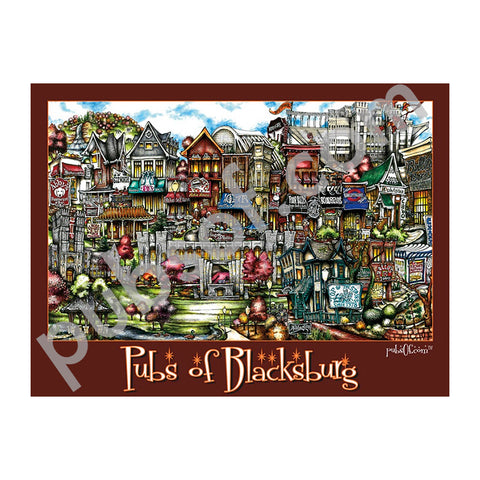 Pubs of Blacksburg Poster: Maroon Border