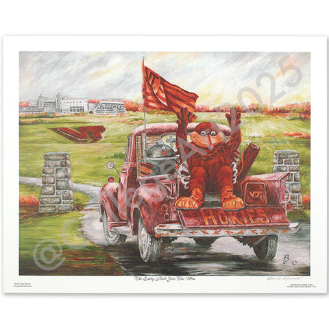 Virginia Tech "The Early Bird Gets The Win" Print by Jane Blevins