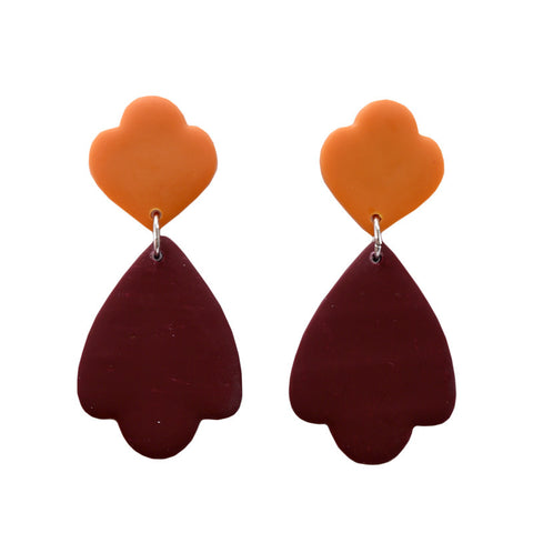 Maroon and Orange Grove Drop Earrings