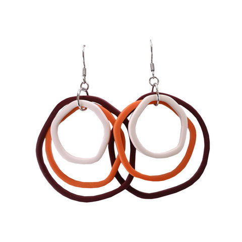 Maroon and Orange Circles Earrings