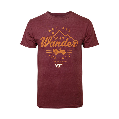 Virginia Tech Life Is Good Not All Who Wander Are Lost T-Shirt: Maroon