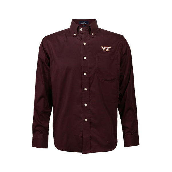 Virginia Tech Men's Big and Tall Wicked Woven Button Down Shirt: Maroo – Campus