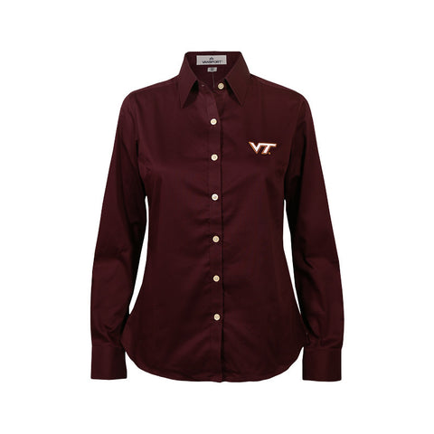 Virginia Tech Women's Wicked Woven Button Down Shirt: Maroon by Vantage
