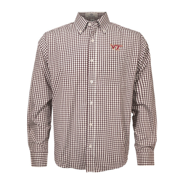 Virginia Tech Men's Gingham Check Woven Button Down Shirt: Maroon by V ...