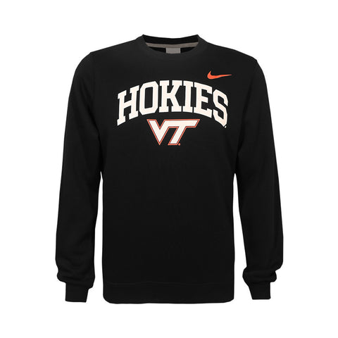 Virginia Tech Club Fleece Crew Sweatshirt: Black by Nike