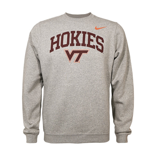 Virginia Tech Club Fleece Crew Sweatshirt: Heather Gray by Nike – Campus Emporiu