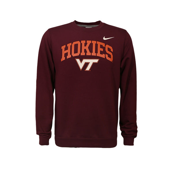 Virginia Tech Club Fleece Crew Sweatshirt: Maroon by Nike – Campus Emporium