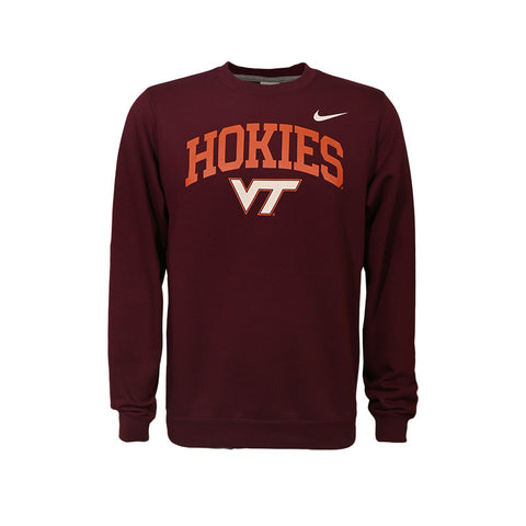 Virginia Tech Club Fleece Crew Sweatshirt: Maroon by Nike