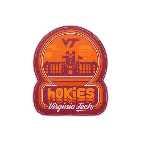 Virginia Tech Retro Badge Sunset Mini Decal